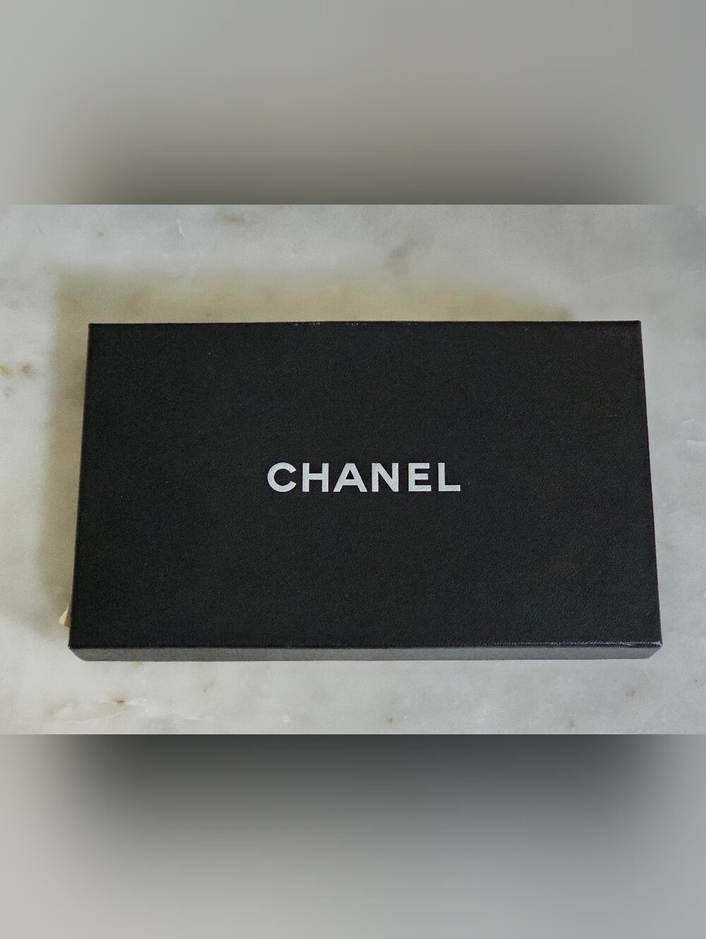 Authentic Chanel Long Wallet Gift Box W/ Dust Cover & Card- 8.1"Wx4.8"Hx1.1"D